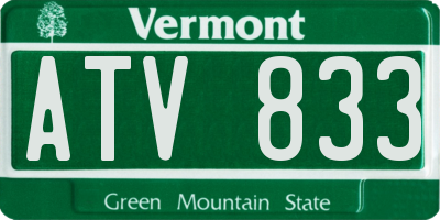 VT license plate ATV833