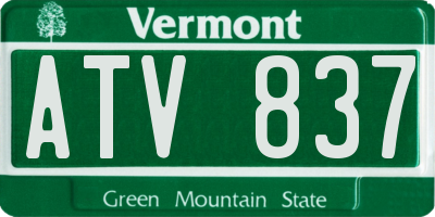 VT license plate ATV837