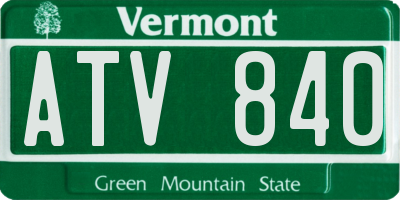 VT license plate ATV840