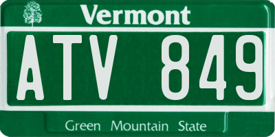 VT license plate ATV849