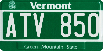 VT license plate ATV850