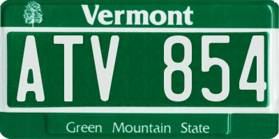 VT license plate ATV854