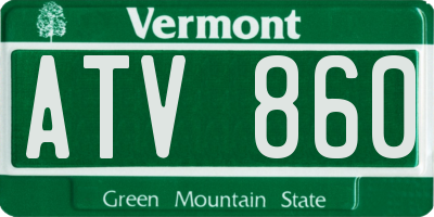 VT license plate ATV860