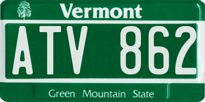 VT license plate ATV862
