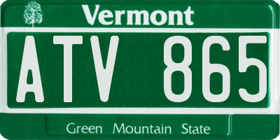VT license plate ATV865