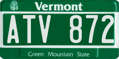 VT license plate ATV872