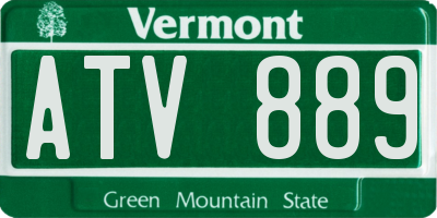 VT license plate ATV889