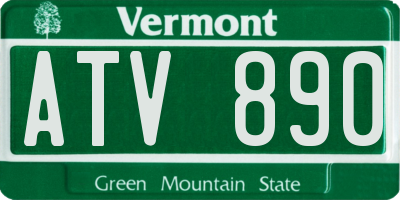 VT license plate ATV890