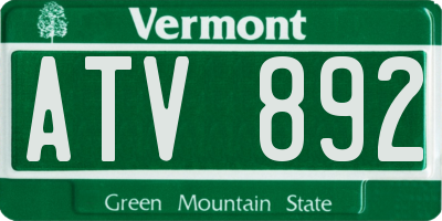 VT license plate ATV892