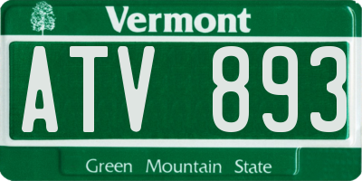 VT license plate ATV893