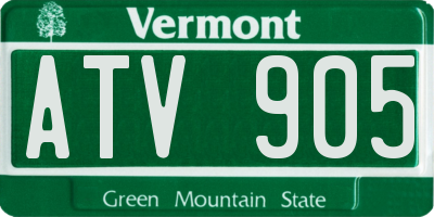 VT license plate ATV905