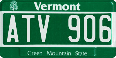VT license plate ATV906