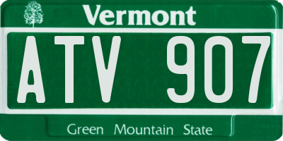 VT license plate ATV907