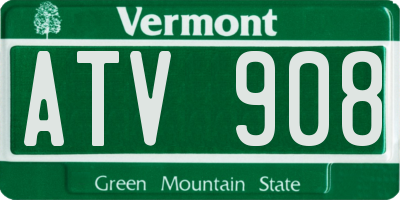 VT license plate ATV908