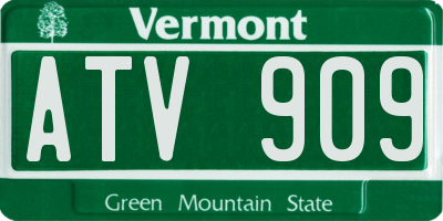 VT license plate ATV909