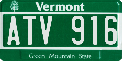 VT license plate ATV916