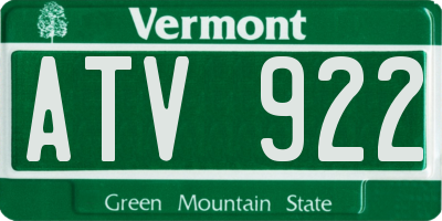 VT license plate ATV922