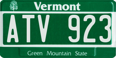 VT license plate ATV923