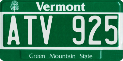 VT license plate ATV925