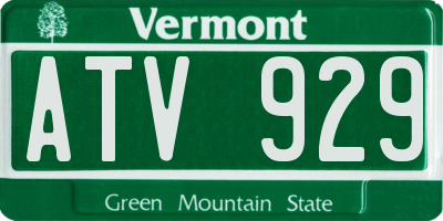 VT license plate ATV929