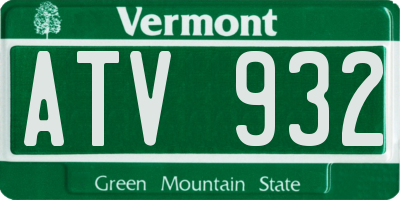 VT license plate ATV932