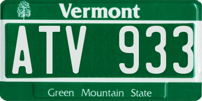 VT license plate ATV933