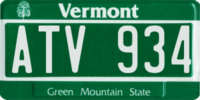 VT license plate ATV934