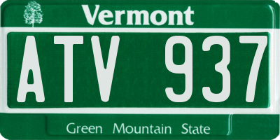 VT license plate ATV937