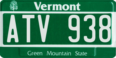 VT license plate ATV938