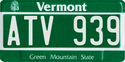 VT license plate ATV939