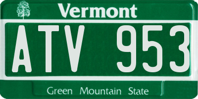 VT license plate ATV953