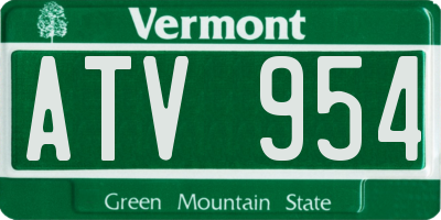 VT license plate ATV954