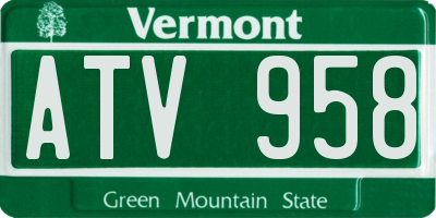 VT license plate ATV958