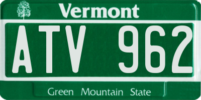 VT license plate ATV962