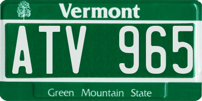 VT license plate ATV965