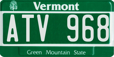 VT license plate ATV968