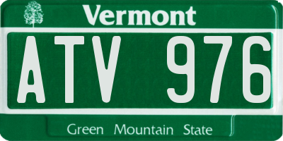 VT license plate ATV976