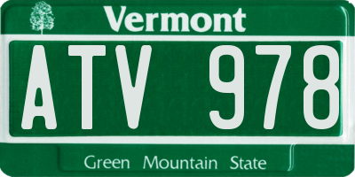 VT license plate ATV978