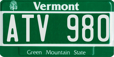 VT license plate ATV980