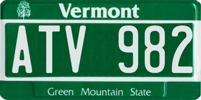 VT license plate ATV982