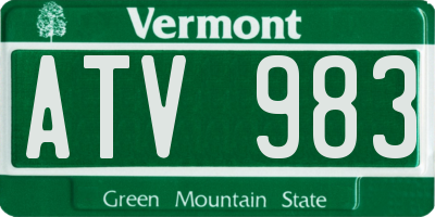 VT license plate ATV983