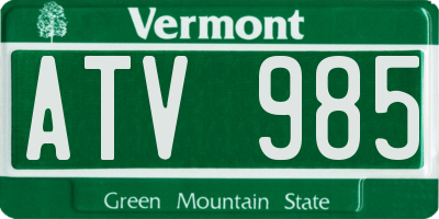 VT license plate ATV985