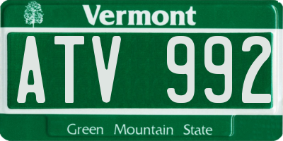 VT license plate ATV992