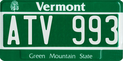 VT license plate ATV993