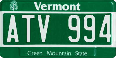 VT license plate ATV994