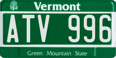 VT license plate ATV996