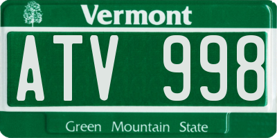 VT license plate ATV998