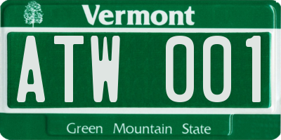 VT license plate ATW001