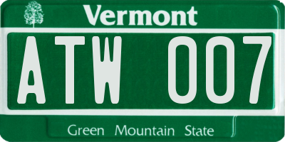 VT license plate ATW007