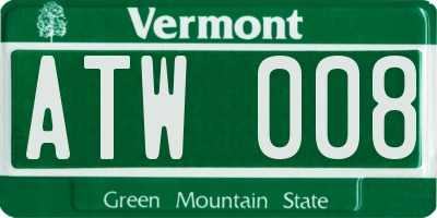 VT license plate ATW008